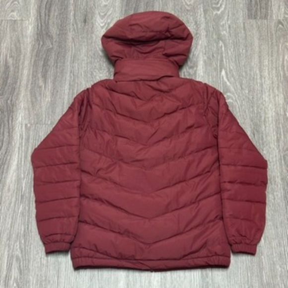 Wantdo Puffer Quilted Jacket Womens Small Red Sherpa Hood Lined Mock Double Zip - Picture 2 of 10